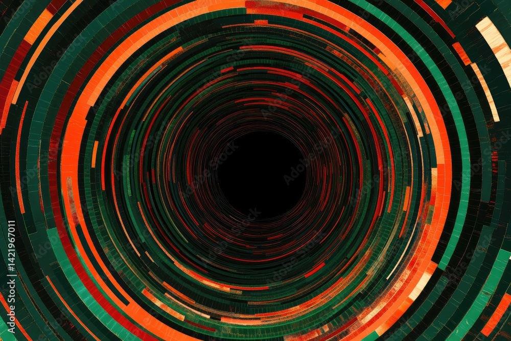 Abstract tunnel with concentric circles and geometric shapes Abstract tunnel with concentric circles and geometric shapes