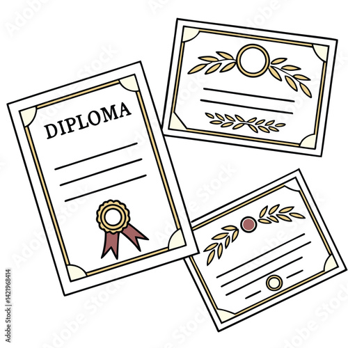Graduation Diploma and Certificate Clipart,
Hand Drawn Graduation Diplomas and Certificates Illustrations,
Vintage Graduation Certificates and Diplomas Set.