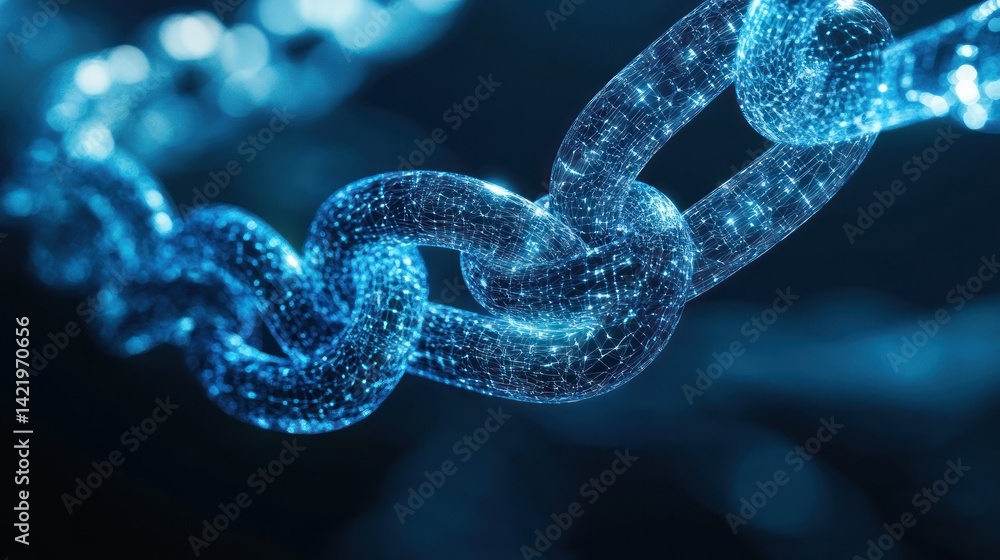 Abstract Blockchain Technology Concept: Digital Chain of Interconnected Nodes