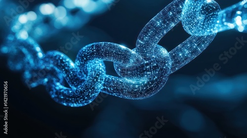 Obraz na płótnie Abstract Blockchain Technology Concept: Digital Chain of Interconnected Nodes w salonie