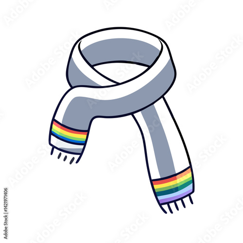 Scarf with rainbow pride accents