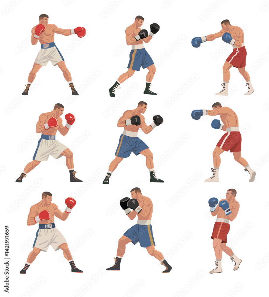 Fototapeta premium set of boxing in various action