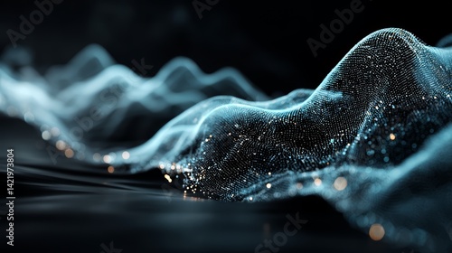 Abstract Blue Cyber Space Wave with AI and Intelligent Pattern Representation