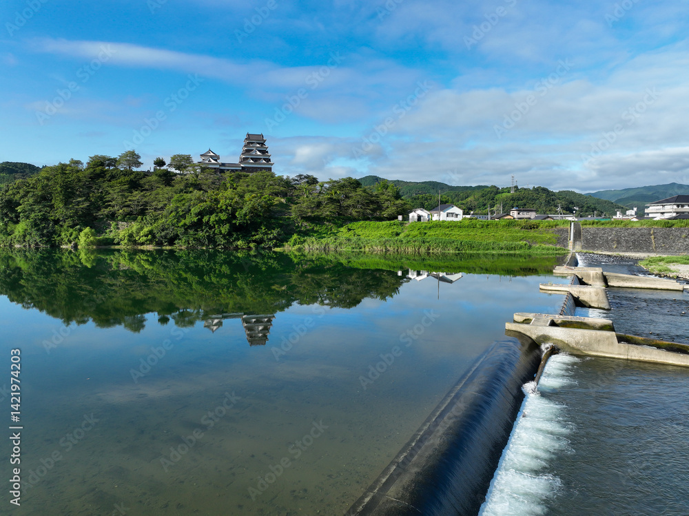 Fototapeta premium 愛媛県大洲市 肱川から見た大洲城
