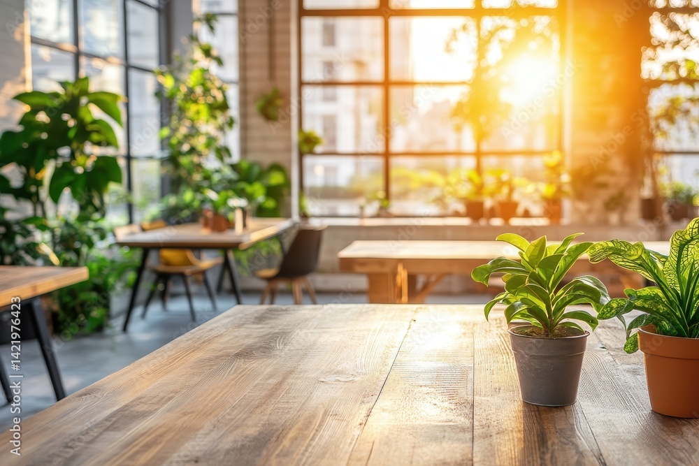 Rustic, bright workspace with plants Rustic, bright workspace with plants