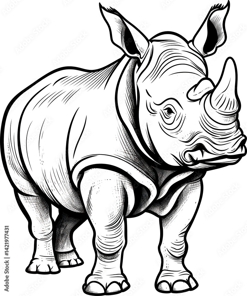 Fototapeta premium Cute baby rhinoceros portrait