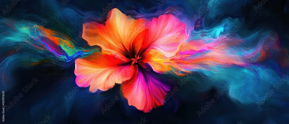 Vibrant Abstract Flower Bloom in Cosmic Hues