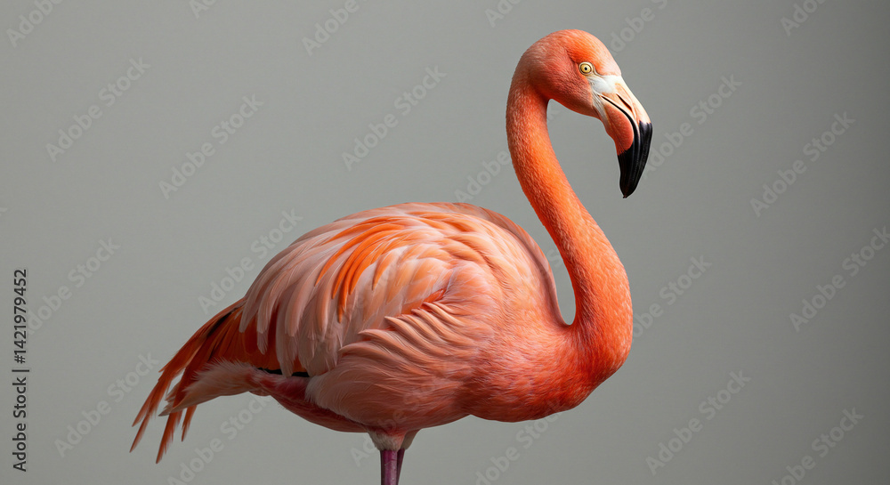 Obraz premium Flamingo Standing Tall with Vibrant Pink Feathers Close Up