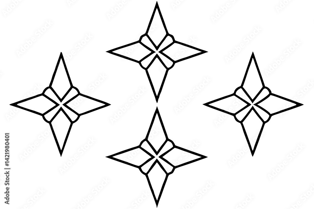 Obraz premium Geometric Star Ornament Vector Set