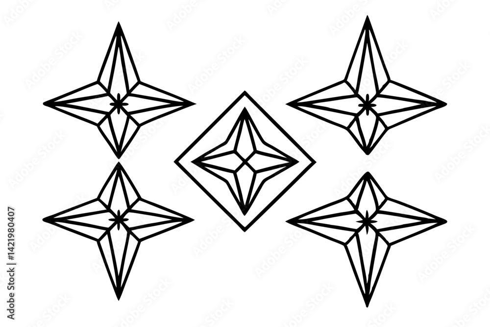 Obraz premium Geometric Star Ornament Vector Set