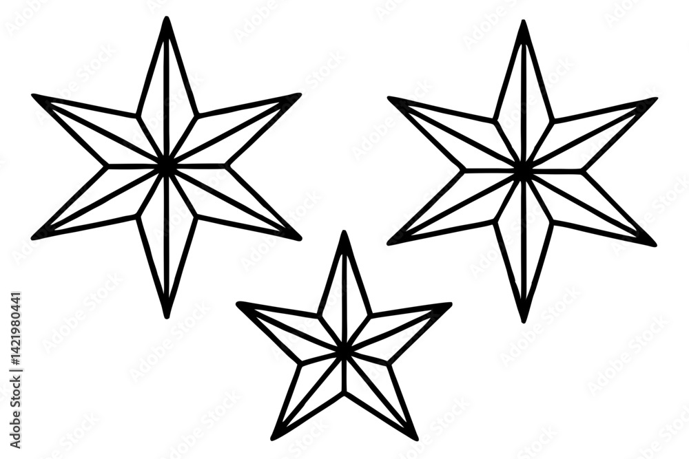Fototapeta premium Geometric Star Ornament Vector Set
