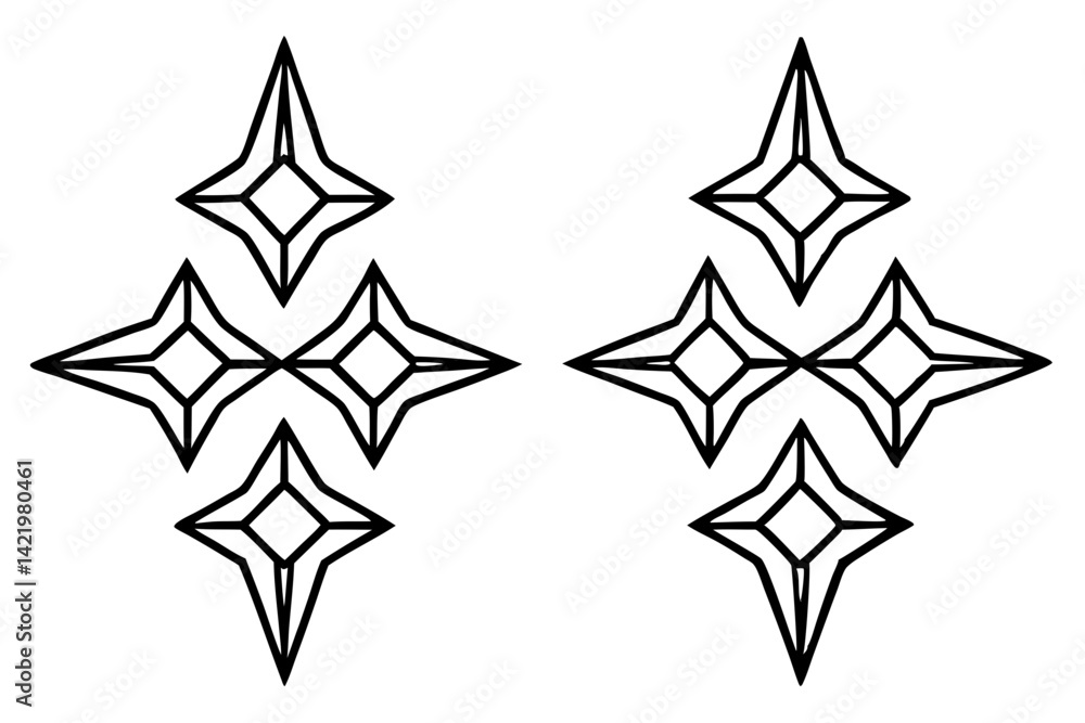 Obraz premium Geometric Star Ornament Vector Set