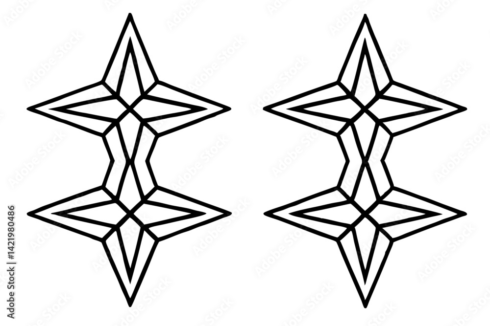 Obraz premium Geometric Star Ornament Vector Set