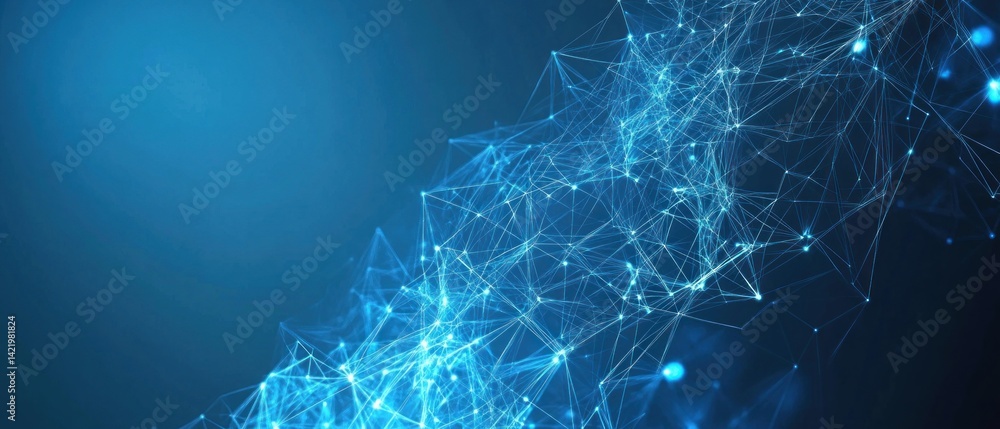 Abstract Blue Network Connections: Digital Connectivity and Global Networking