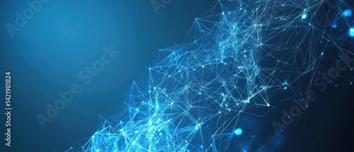 Obraz na płótnie Abstract Blue Network Connections: Digital Connectivity and Global Networking w salonie