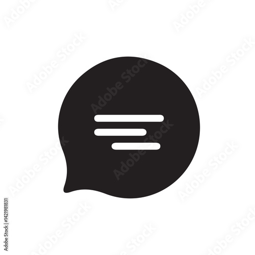 Text Message Icon.  Black speech bubble . Vector illustration