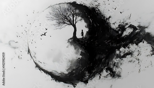 Abstract Child Walking Circle Nature