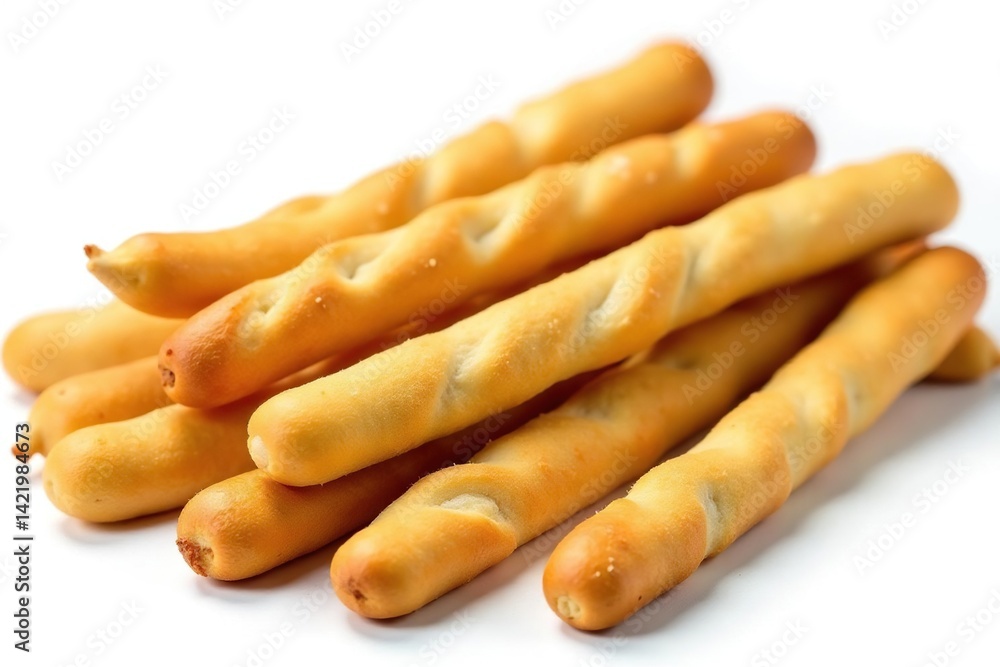 Rustic Italian breadsticks, grissini, isolated on white, baked, crispy Rustic Italian breadsticks, grissini, isolated on white, baked, crispy