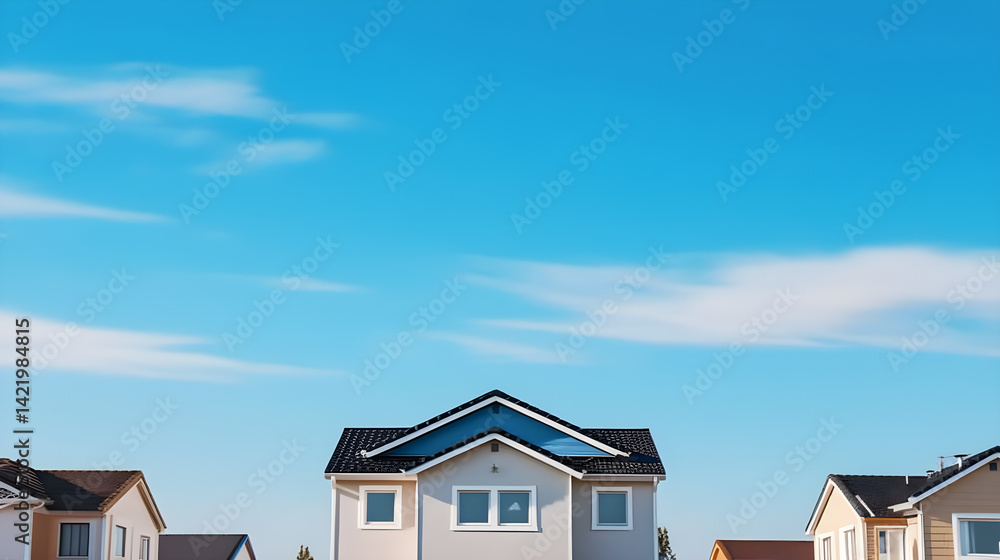 A real estate house theme background with blue sky copy space A real estate house theme background with blue sky copy space