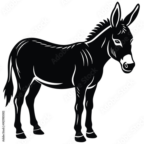 Black and White Donkey Illustration Set,
Stylized Donkey Drawings in Black and White,
Hand-Drawn Donkey Silhouettes Collection.