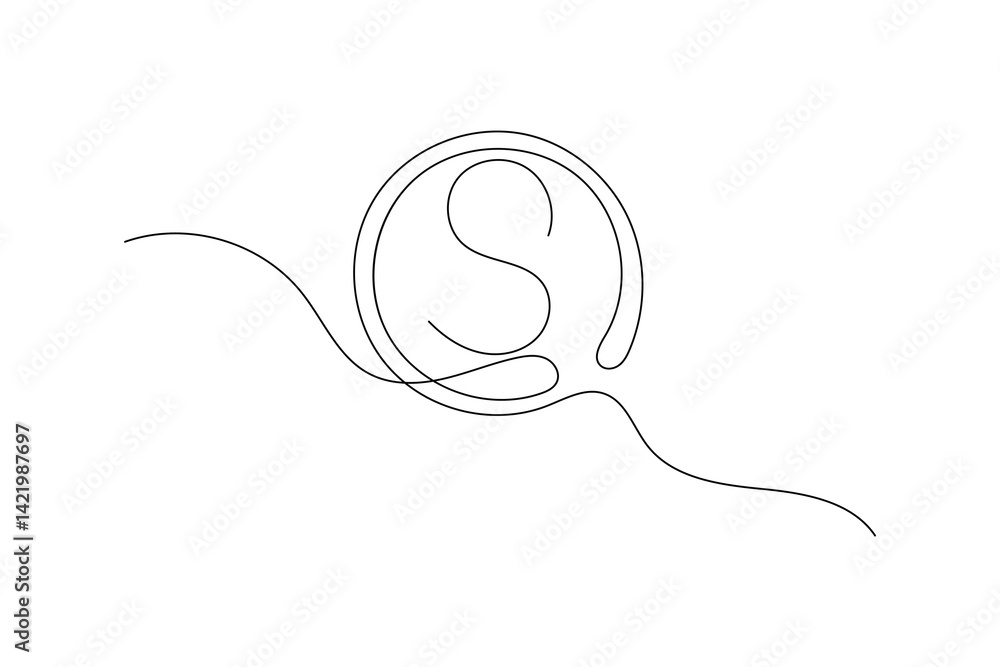 Obraz premium Dollar icon continuous one line drawing of isolated outline vector icon