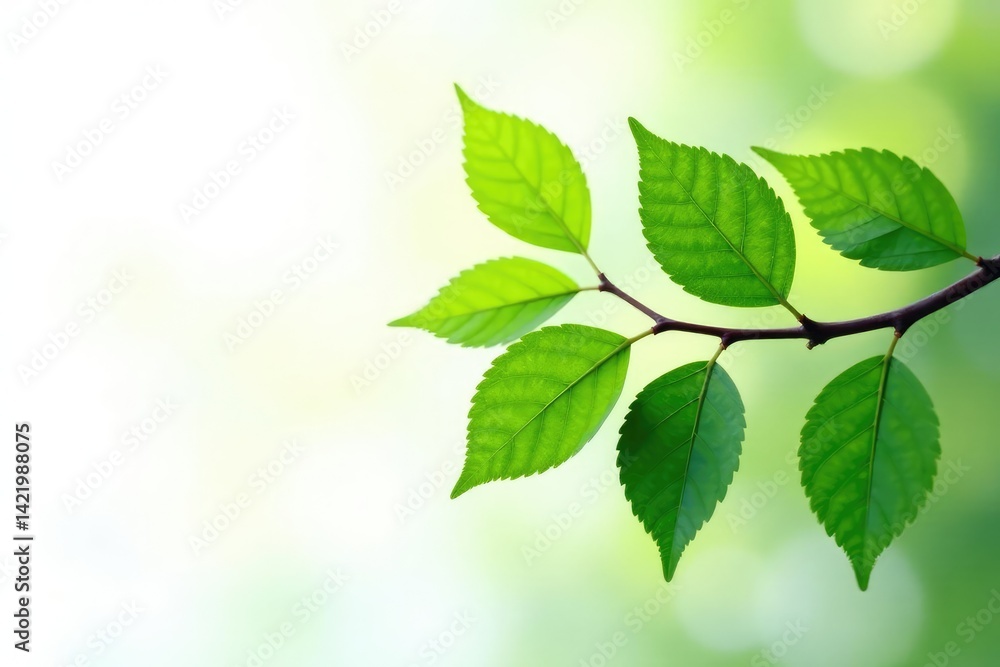 A branch with green leaves against a white background, branches, branches, foliage