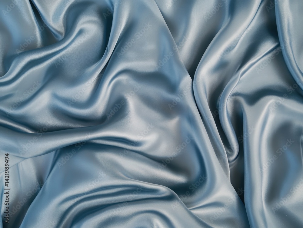 Serene Blue Silk Drapery: A Luxurious Textural Study