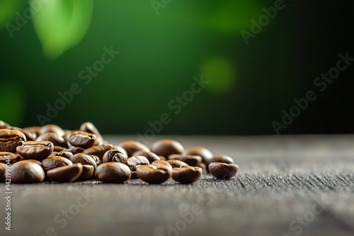 coffee beans on a green background