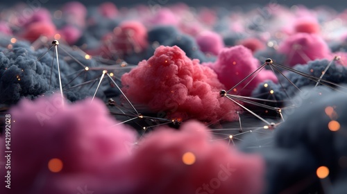 Abstract AI User Journey Experience with Colorful Clouds and Connectivity Concepts