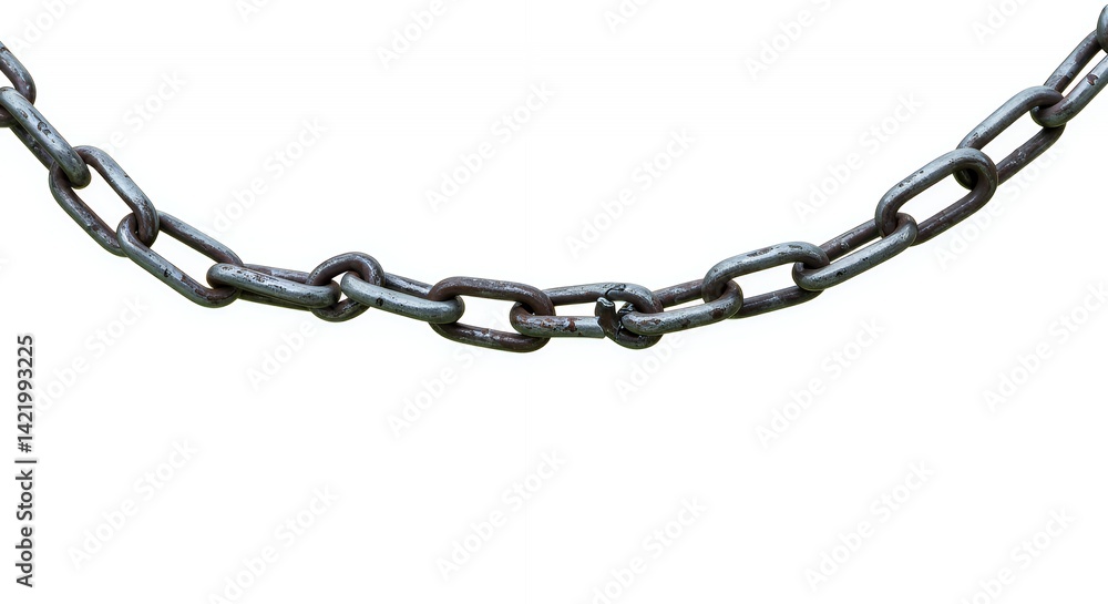 Obraz premium Bent Rusty Chain Links Isolated on White Background