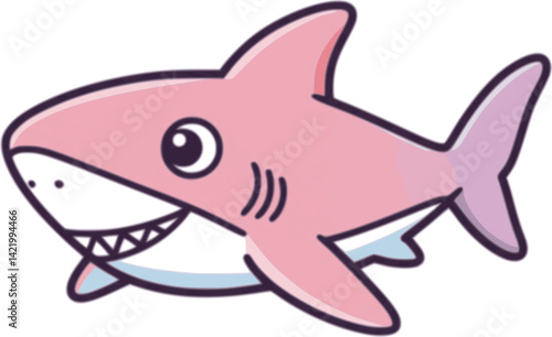 Cute illustration of a shark at a tilted angle on a white background	