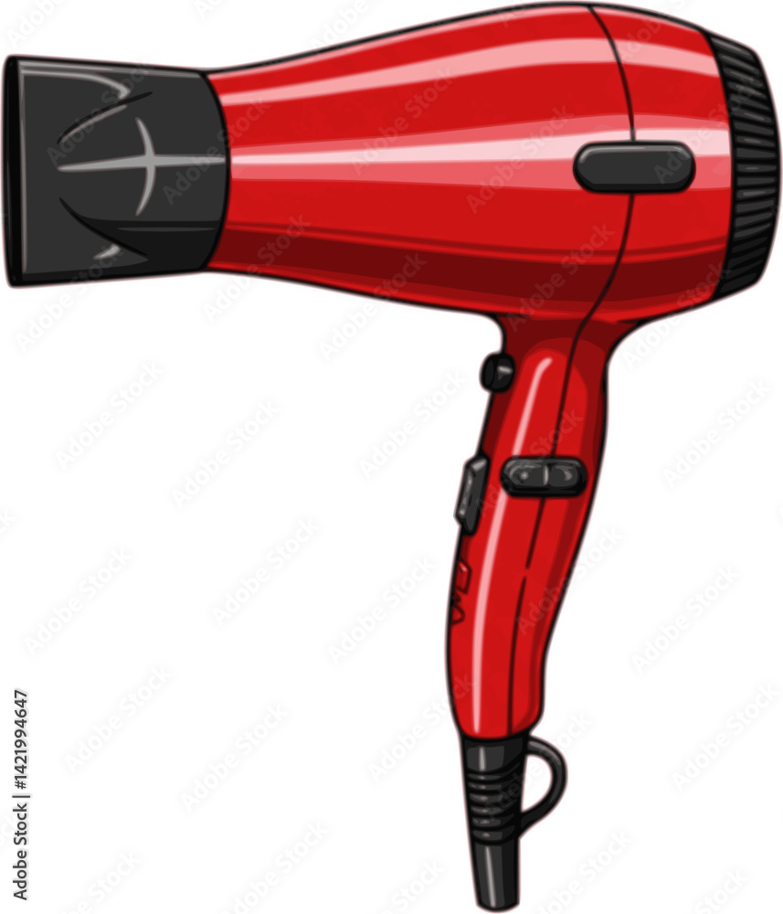 red hairdryer on white background vector illustration red hairdryer on white background vector illustration