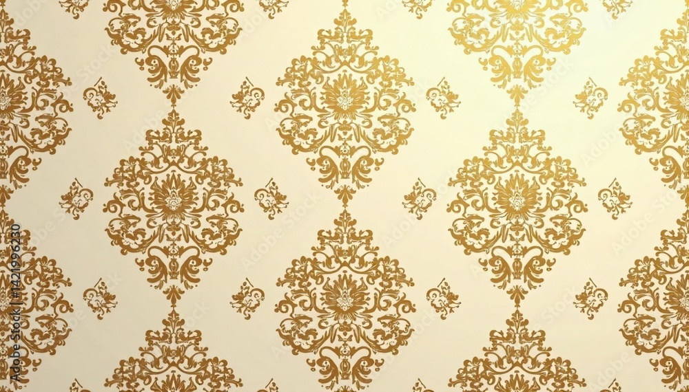 Intricate floral damask pattern in muted golds and creams , texture, cream, botanical Intricate floral damask pattern in muted golds and creams , texture, cream, botanical