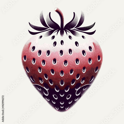 Stylized strawberry illustration in vibrant colors representing fruit and sweetness