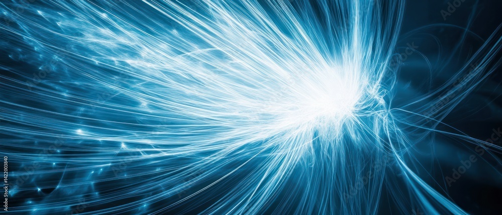 Abstract Blue Energy Burst: A Digital Art Creation
