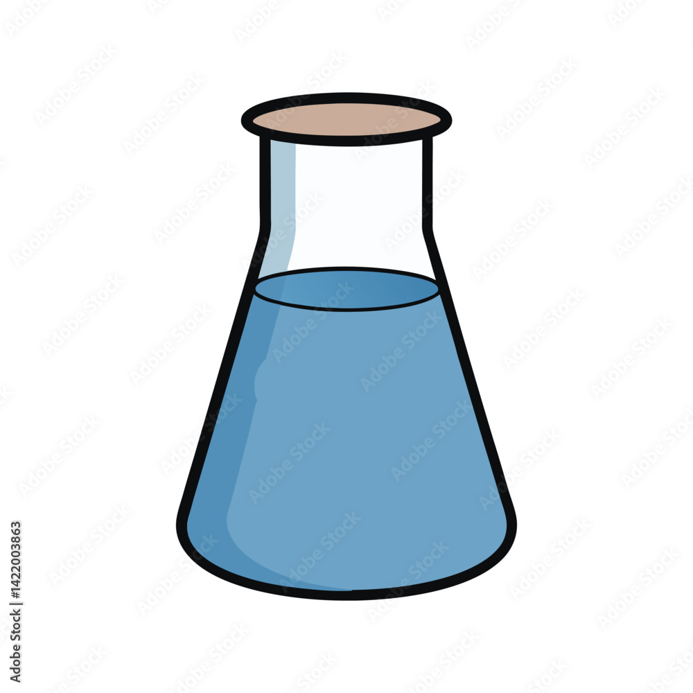 Beaker Vector Illustration. Laboratory glass beaker with measurement marks in flat scientific design Beaker Vector Illustration. Laboratory glass beaker with measurement marks in flat scientific design