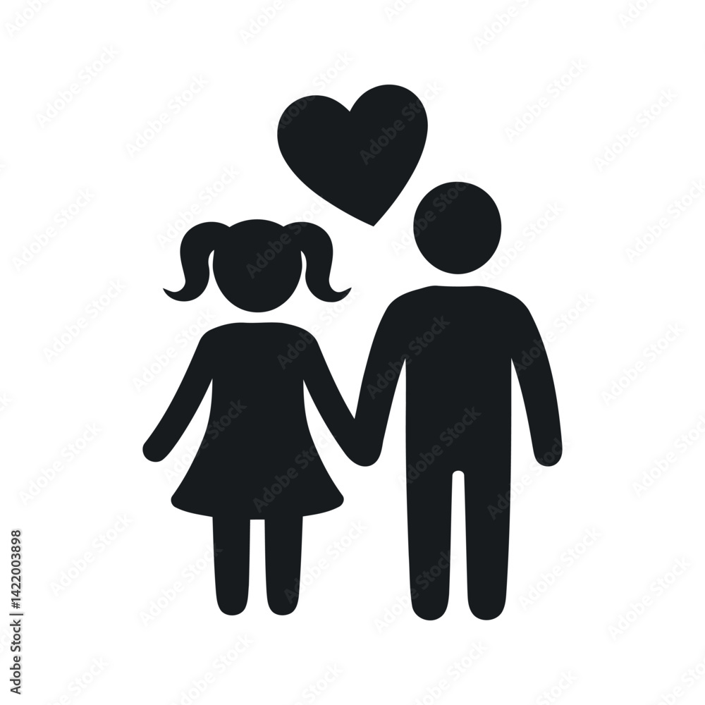 Man And Woman Holding Hands With Heart Silhouette Illustration On White Background For Marriage And Togetherness Man And Woman Holding Hands With Heart Silhouette Illustration On White Background For Marriage And Togetherness