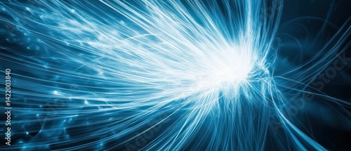 Obraz na płótnie Abstract Blue Energy Burst: A Digital Art Creation w salonie