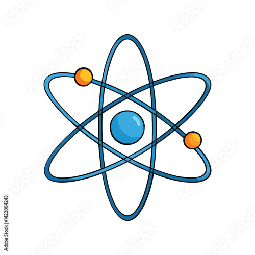 Atom Vector Illustration. Abstract atomic structure with orbiting electrons for science and education design