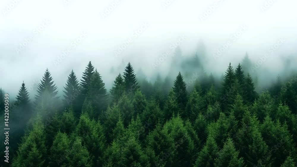 Rolling hills covered in lush fir trees, enveloped in thick morning fog. The vintage-inspired color palette enhances the peaceful, moody forest landscape. Rolling hills covered in lush fir trees, enveloped in thick morning fog. The vintage-inspired color palette enhances the peaceful, moody forest landscape.
