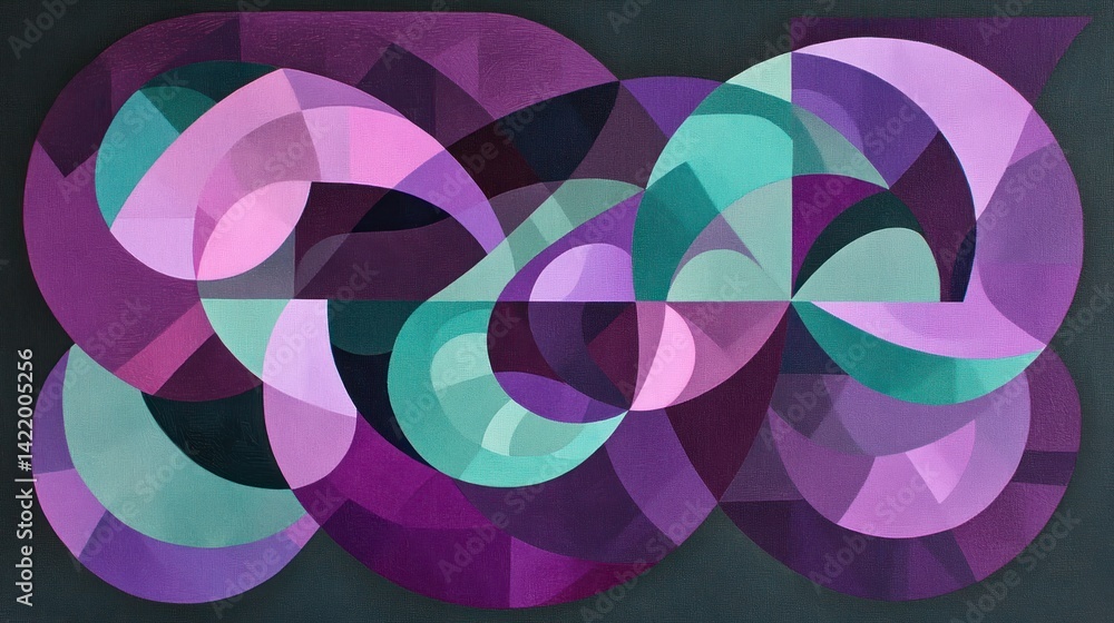 Abstract Purple and Teal Geometric Composition