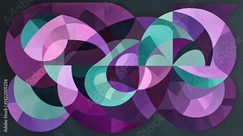 Obraz na płótnie Abstract Purple and Teal Geometric Composition w salonie