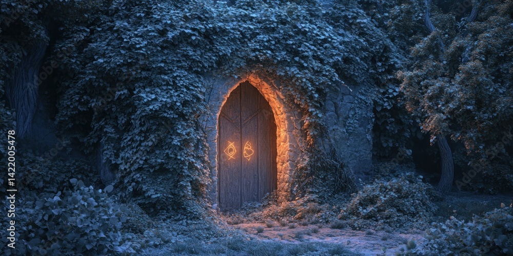 Enchanted Forest Gateway: A Mystical Door Beckons