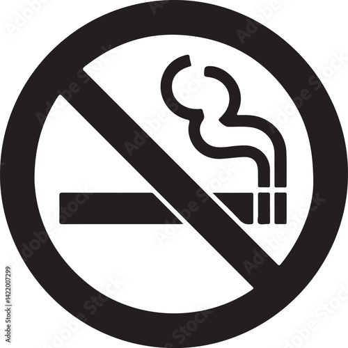 No Smoking prohibition icons, smoking addiction silhouette vector illustration