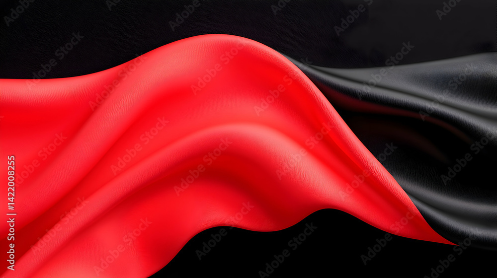 Naklejka premium Abstract Red And Black Fabric Drape