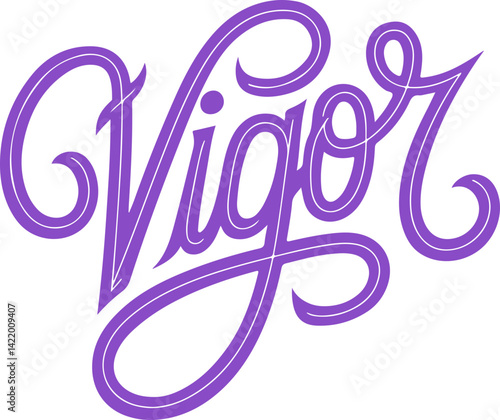 Vigor - Purple Handwritten Lettering.