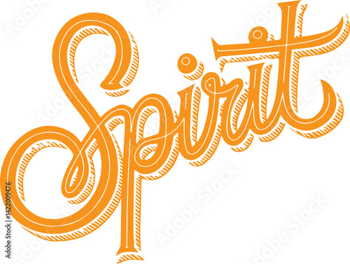 Orange Handwritten Spirit Text.