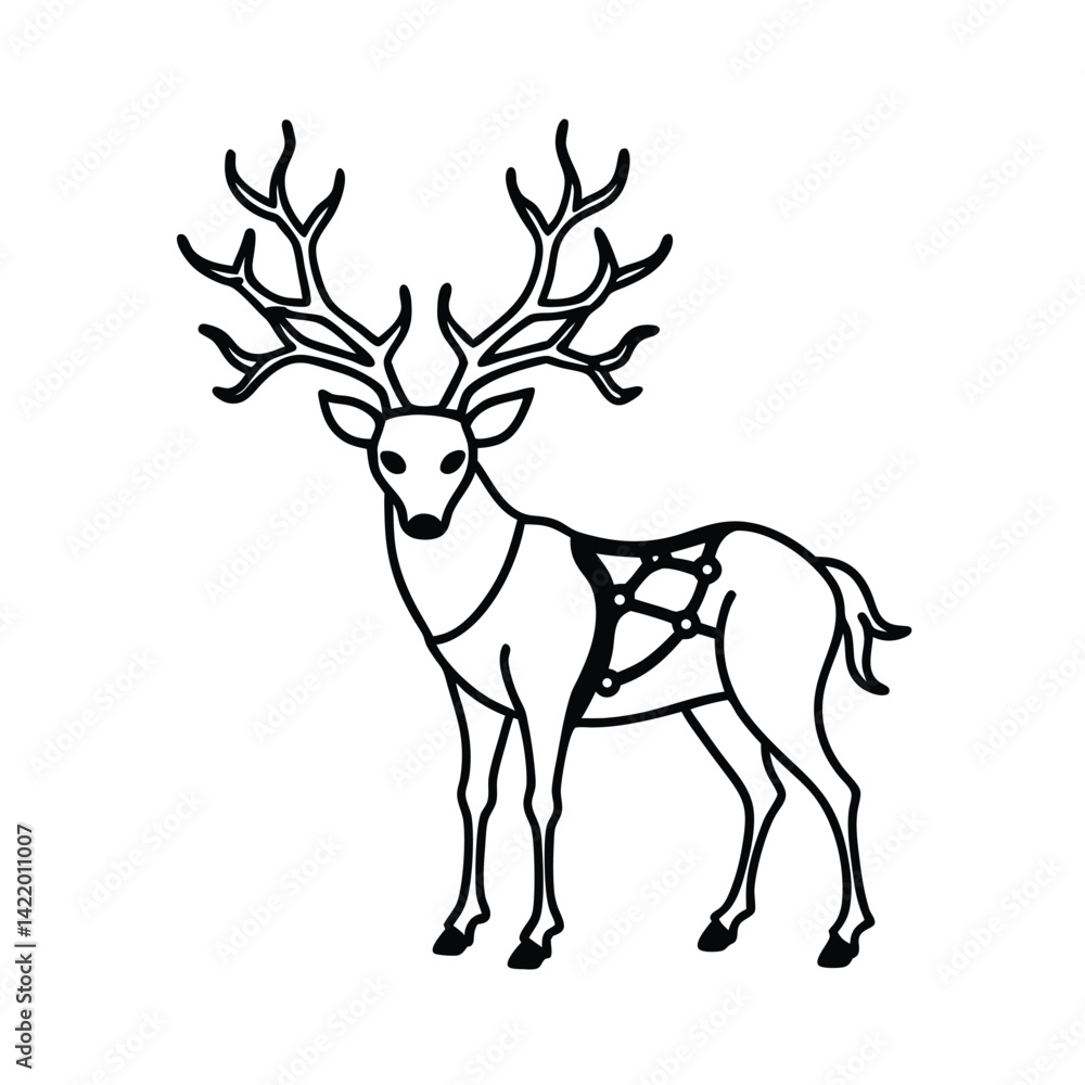 Obraz premium A Deer With Antlers Made of Bone and Bleeding Vines