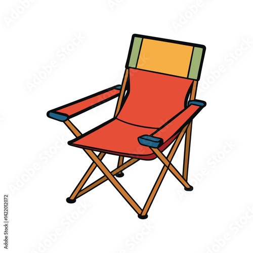 Camping Chair Vector Illustration. Portable outdoor seating, lightweight design, and rugged camping chair vector art