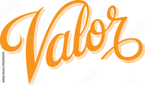 Valor - Orange Handwritten Word Art.